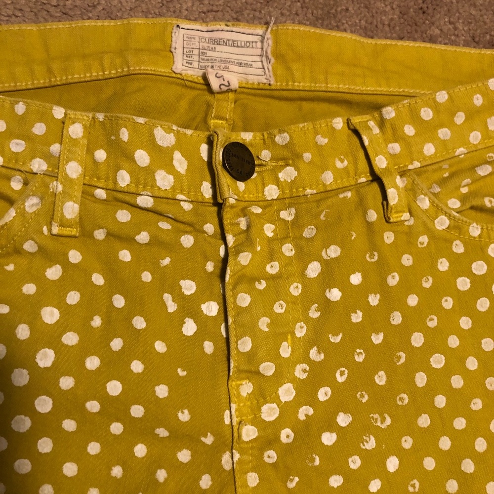 Current Elliot Yellow Polka Dot Pants